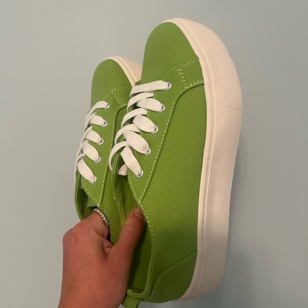 Brand New Soda Green Canvas Sneakers with White Soles